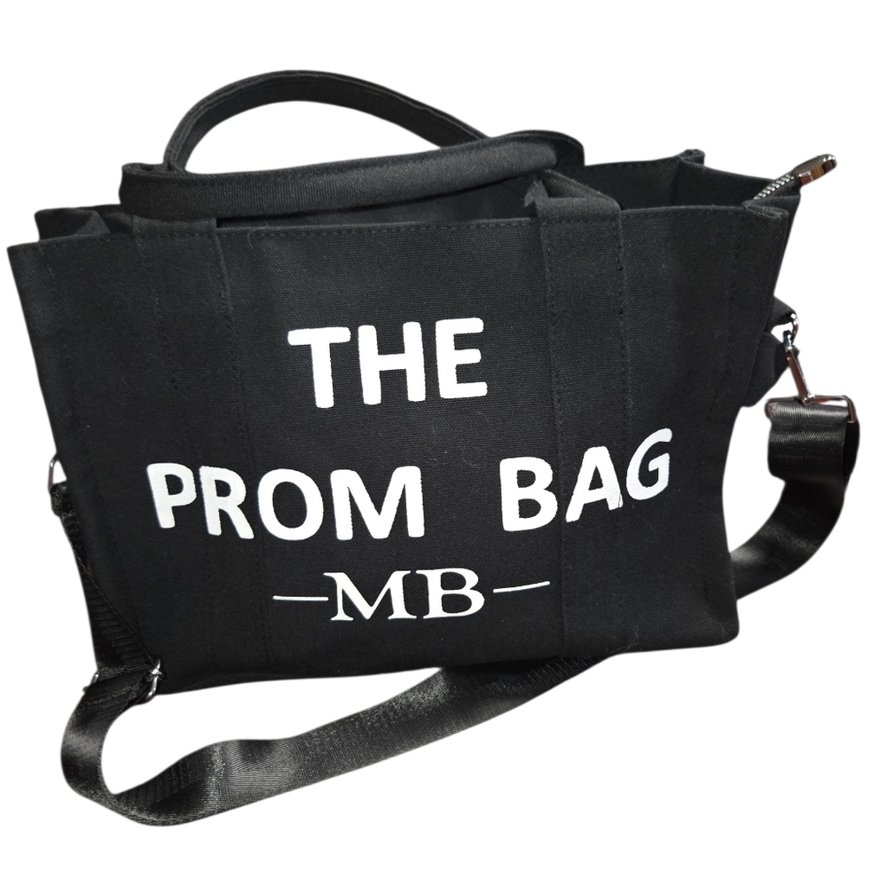 The Prom Bag Black Canvas Shoulder Tote